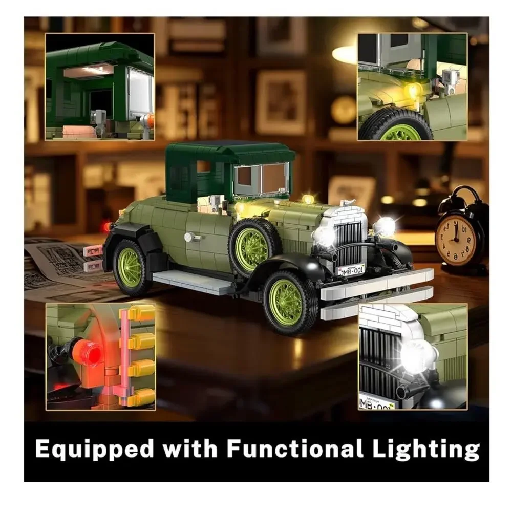 JMBricklayer Vintage Cars Building Sets for Adults with Lights 50001 (C220)